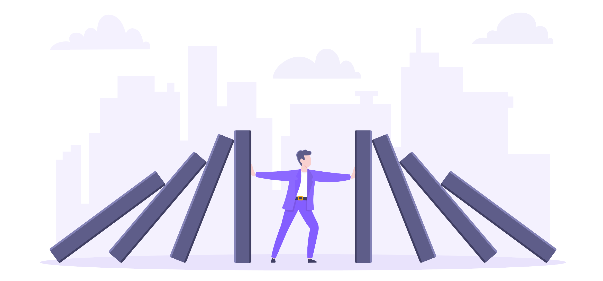 Person holding up walls representing financial resiliency